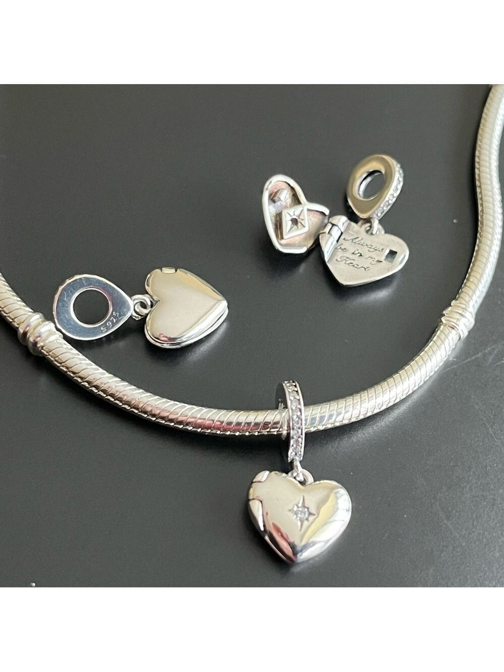 Always Be In My Heart Openable Heart Locket Dangle Cha…